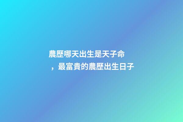 農歷哪天出生是天子命，最富貴的農歷出生日子